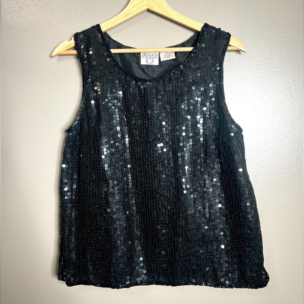 Vintage Cervelle‎ sequins beaded top size medium glam holiday party night out